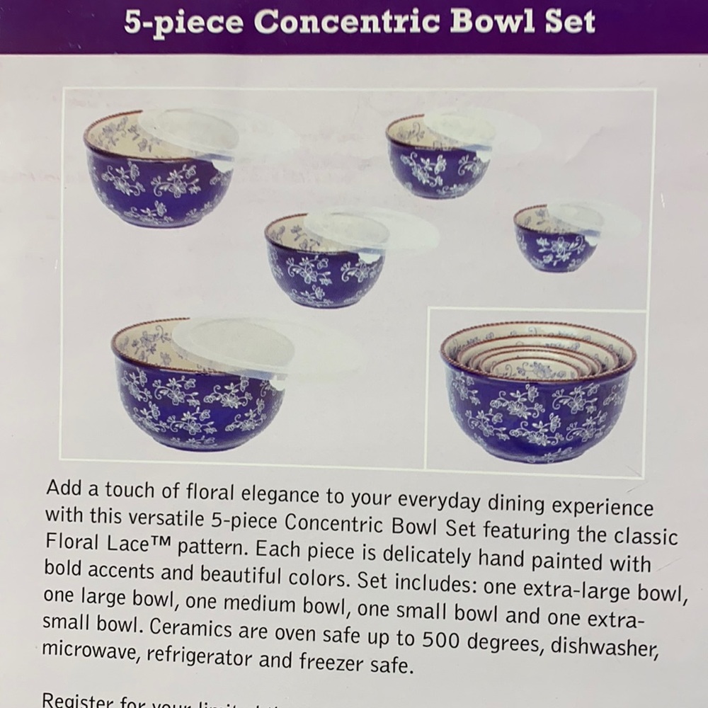 Blue Flowered Ceramic Bowls with lids